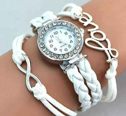 Infinity náramkové hodinky, biele Love