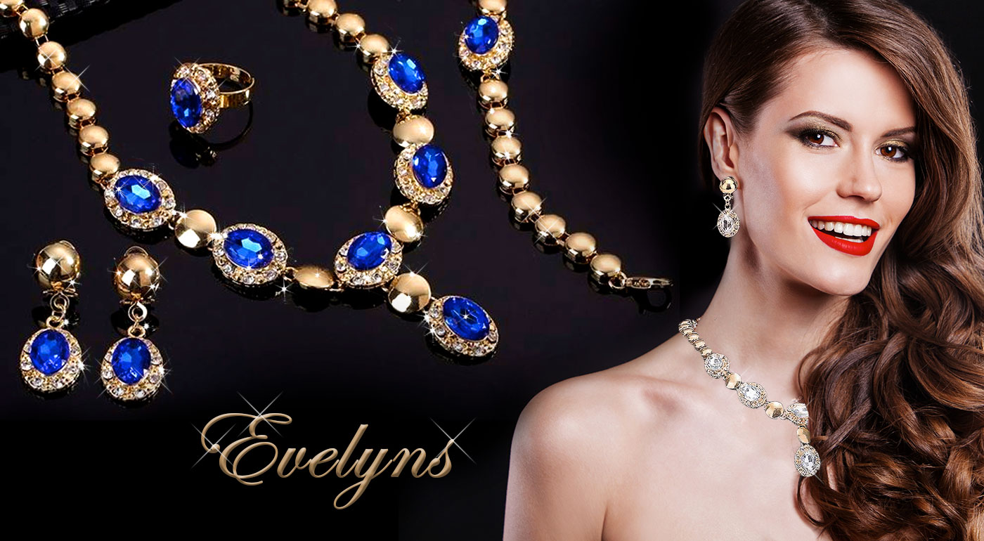 Set luxusných šperkov, s ktorými zažiarite! Náhrdelník, náušnice, náramok a prsteň v 4 kráľovských farbách!