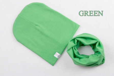 Set: čiapka a nákrčník pre deti a tínedžerov - green