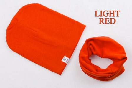 Set:  čiapka a nákrčník pre deti a tínedžerov - light red