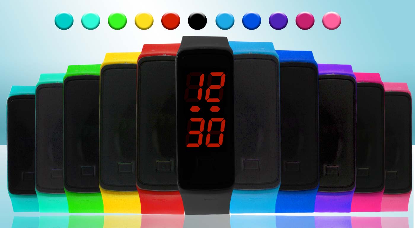 Žiarivé silikónové hodinky s LED displejom - na výber až 11 bláznivých farieb
