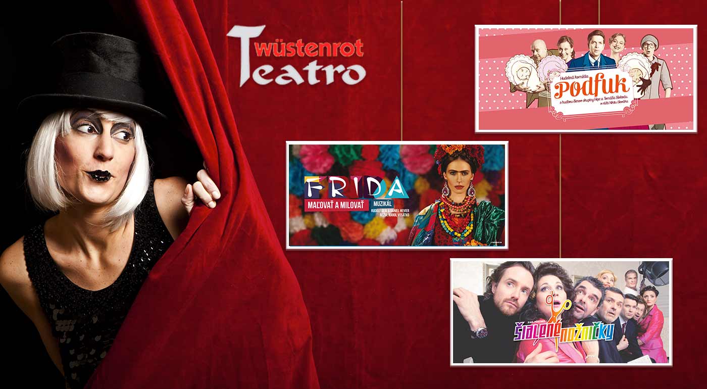 Vstupenky na predstavenia - Divadlo Teatro Wüstenrot v Bratislave 1+1 zadarmo podľa vlastného výberu