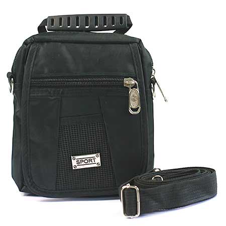 Malá pánska taška - farba čierna so strieborným štítkom