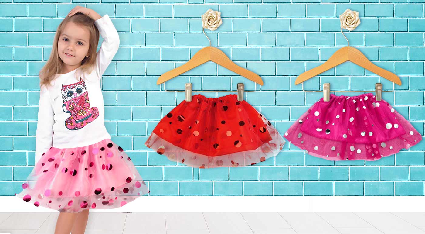 Farebné dievčenské sukničky s bodkami