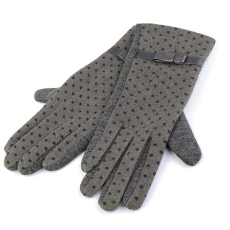 Dámske rukavice s bodkami - farba šedá - veľkosť M