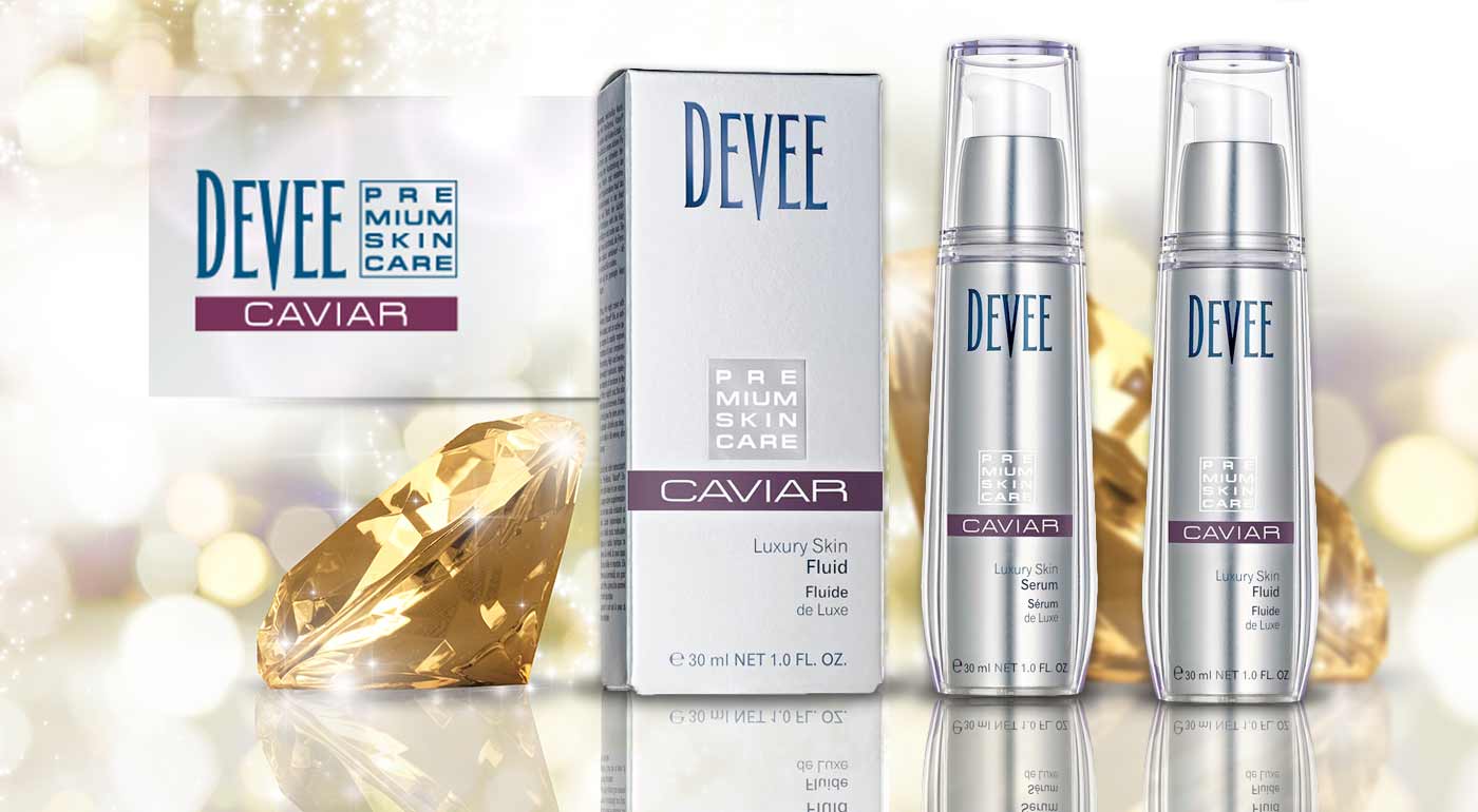 Luxusný pleťový fluid a sérum od značky Devee s obsahom kyseliny hyalurónovej a kaviáru pre krásnu pleť bez vrások