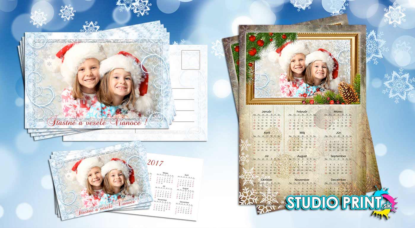 Vianočná sada s vlastnou fotografiou - nástenné kalendáre, pohľadnice a minikalendáre